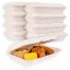 MULMEHË® Bagasse Hinged Take Out Containers, 12x9x3", 1-Compartment, Unbleached 75 Pack